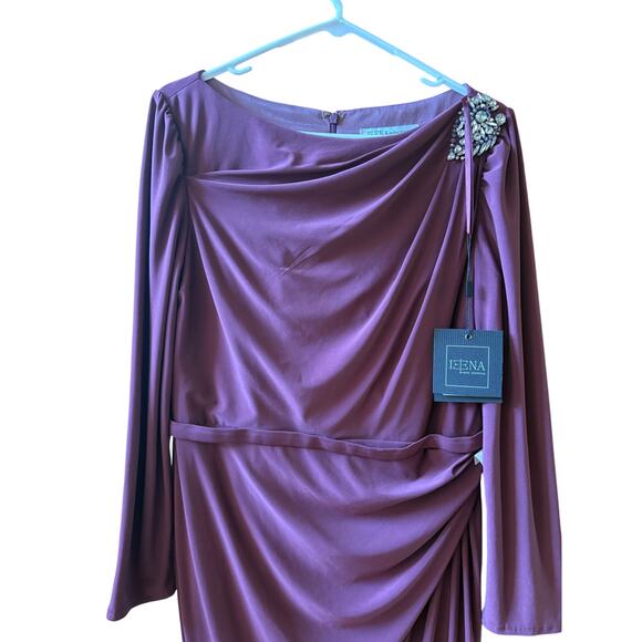 Ienna 55695 for MacDuggal purple mauve long sleeve gown dress size 10 - Picture 8 of 12
